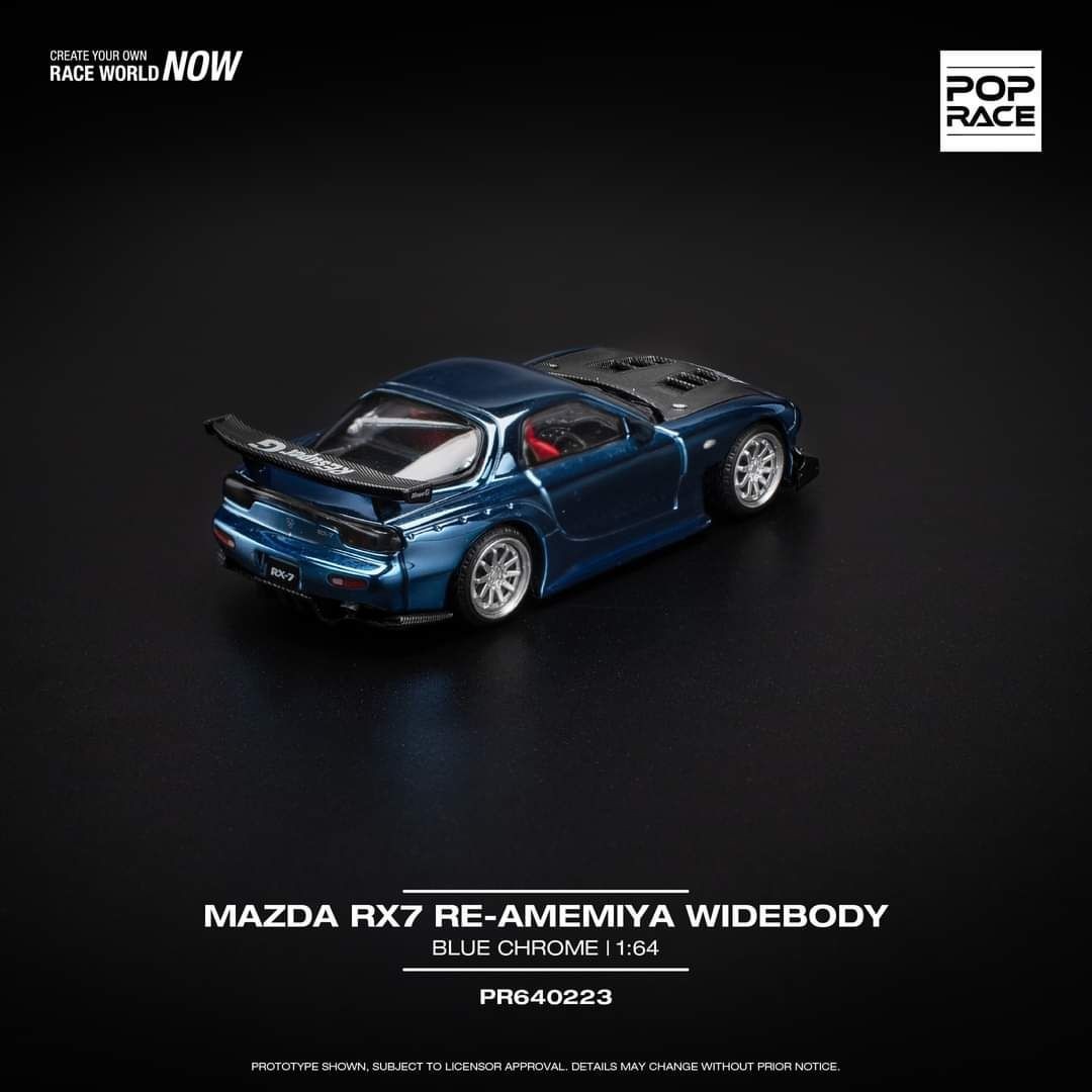 POPRACE PR64-223 MAZDA RX7 RE-AMEMIYA WIDEBODY BLUE CHROME 1/64