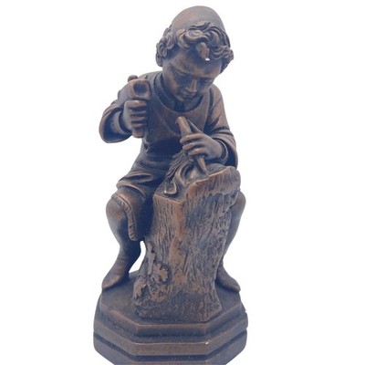 Vintage Austin Productions Boy Wood Carver Figurine Statue Sculpture Art Decor
