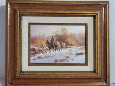 Fresh Snow First Light G Harvey Signed Western Cowboy Art Print Framed 