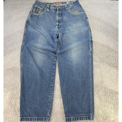 Lugz Baggy Jeans Mens 38 Fits 36x33 Blue Denim Utility Streetwear Y2K  90s