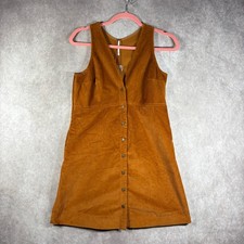 Free People Rolling Thunder Mini Dress Size XS Burnt Orange Corduroy Sleeveless
