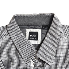BOSS HUGO BOSS Long Sleeve Button Down Black Gray Shirt XL geometric pattern