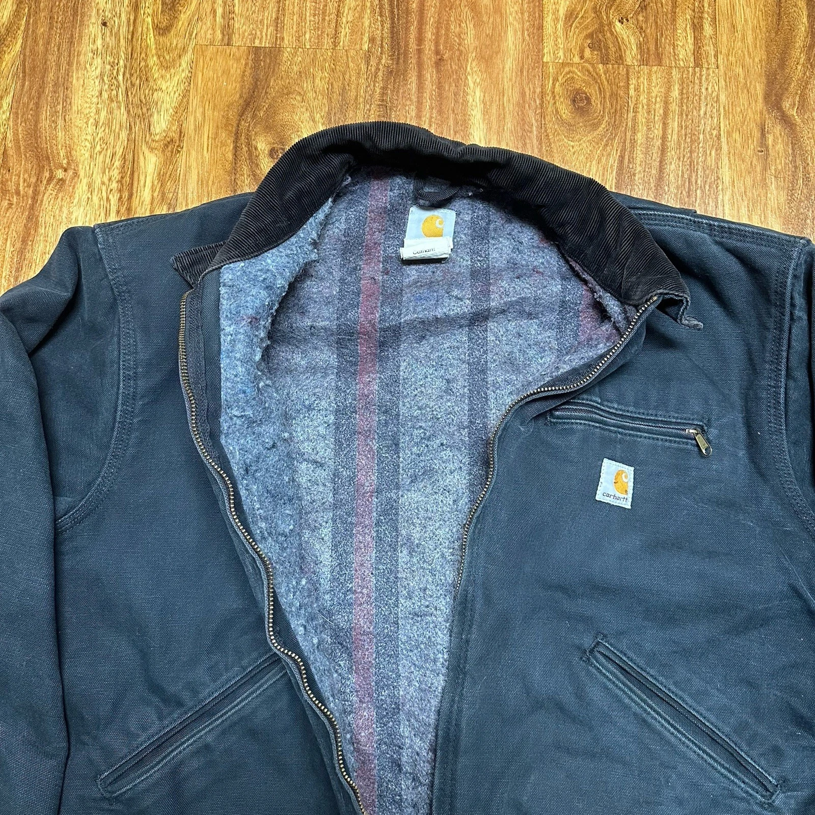 Vintage Carhartt Detroit Jacket J001 Men XL Black Duck Blanket Lined USA image 4