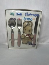 Mikasa Toddler My Own Silverware and a Friend Fork Spoon Knife Pink Girl NIB VTG