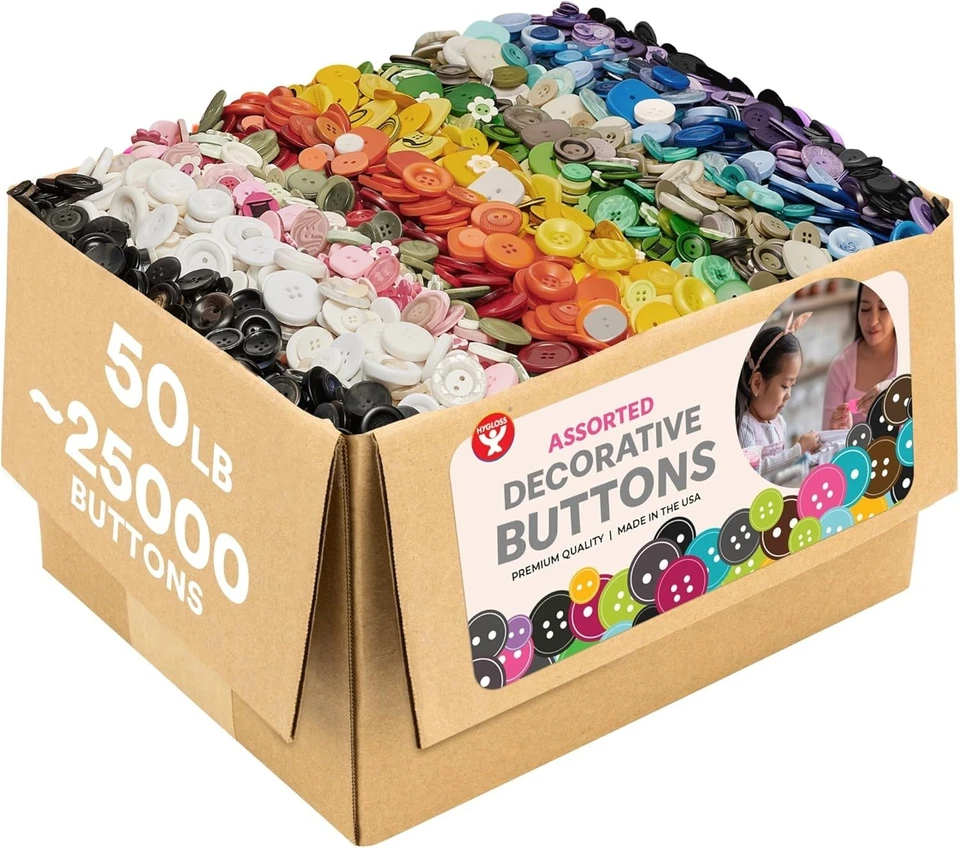 Colorful Crafting Buttons Mix - 25,000 Assorted Pieces - Image 3 of 4