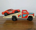 Tonka 1979 Vintage Rebel Racer Tow Truck Race Car & Hauler Pressed Steel