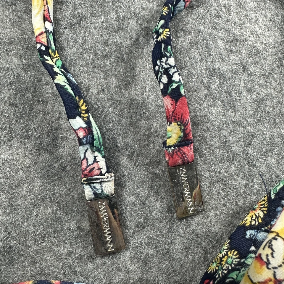 Top de bikini Zimmermann para mujer 1 azul marino floral bandeau halter lazo delantero natación Foto 3 de 4