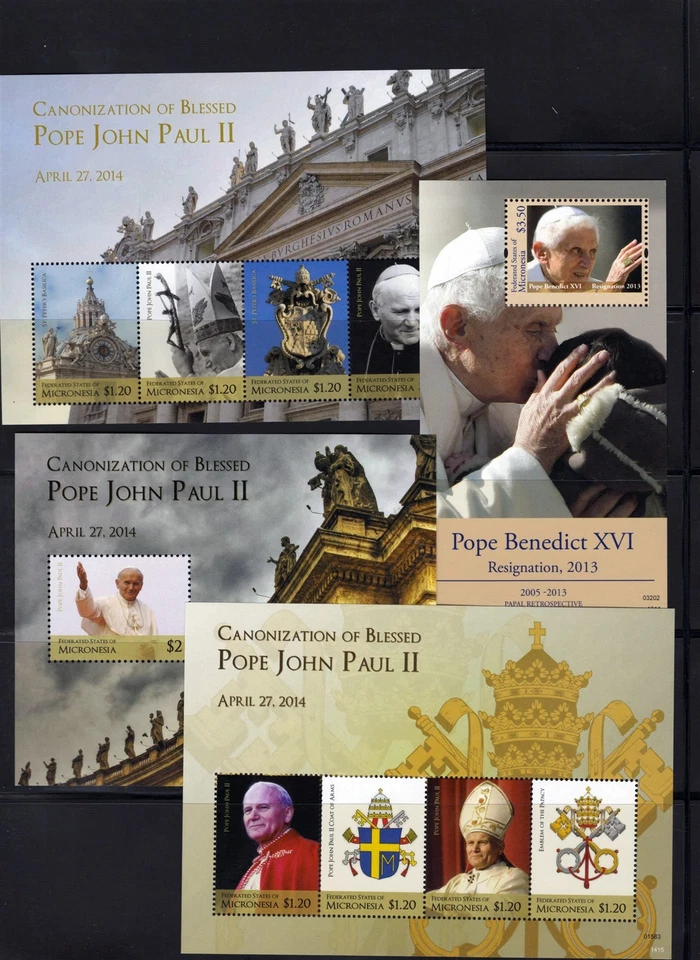 Papas, Papa Juan Pablo II y Madre Teresa, Colección Micronesia ZAYIX 0825L1700 Foto 4 de 4