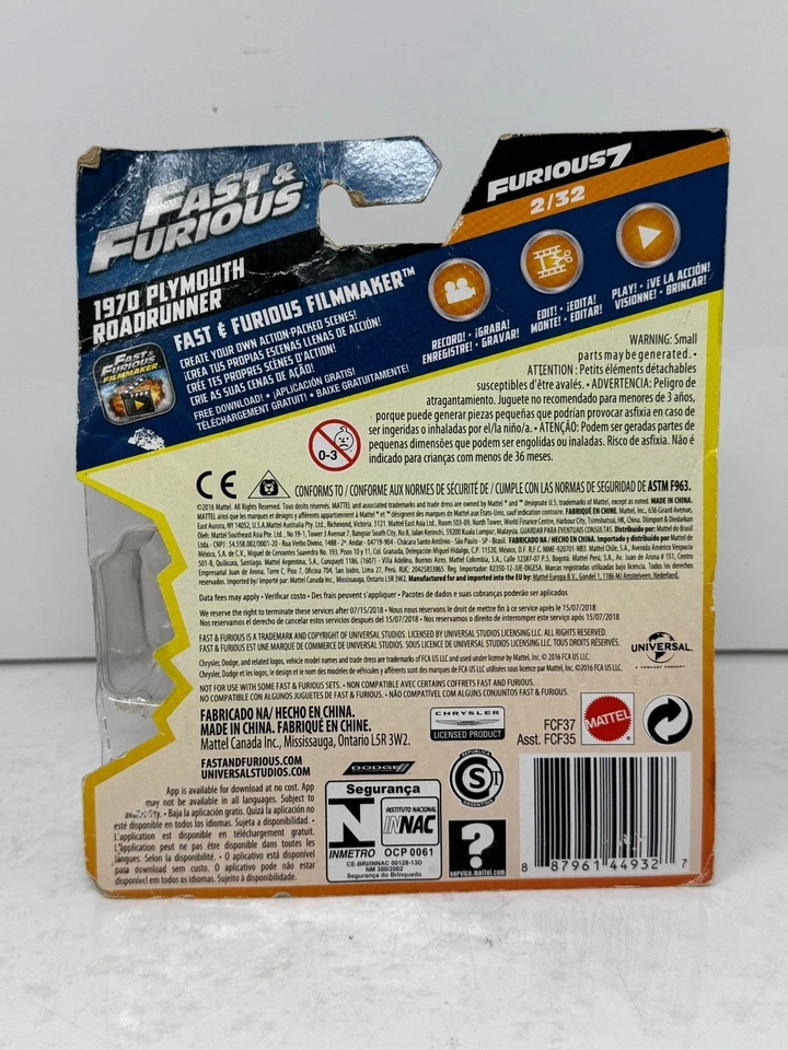 Mattel Fast & Furious 1970 Plymouth Road Runner Furious 7 diecast 1:55 Foto 4 de 4