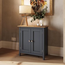 Sideboard Oak Veneer 2 Large Doors Graphite Blue Finish