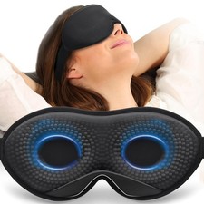 Weighted Sleep Mask, 100 Blackout, 3D Contoured, Zero Eye Pressure, Black
