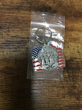 MILITARY ARMY/US FLAG KEY CHAIN METAL PEWTER KEY RING ARMY INSIGNIA