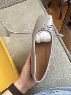 Mansur Gavriel Square Toe Ballet Flats Elefante Leather Bow US 8 Women