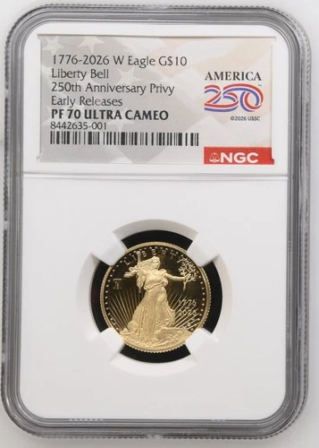 2026-W 1/4 OZ  Proof Gold Eagle 250 Liberty Bell NGC PF70 (1776-2026) FREE SHIP