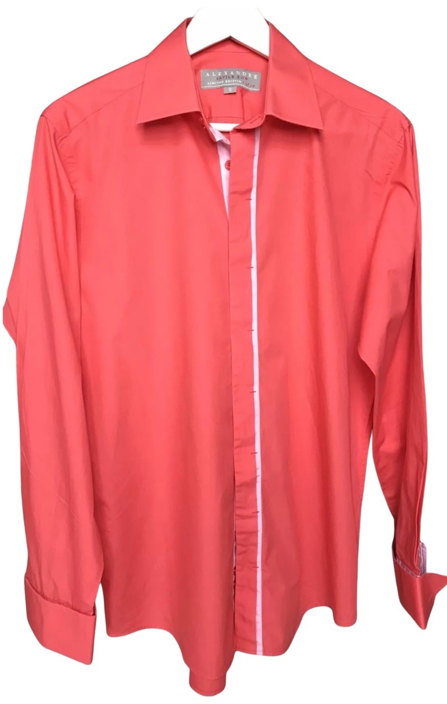 FILA CAMICIA Uomo Designer Alexandre Savile Row London Ltd Ed Camicia Corallo Taglia 42 L