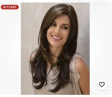 WIGS ANGELICA BY NORIKO LONG STRAIGHT LAYERS VOLUME SEXY SLEEK SHINE MED BROWN