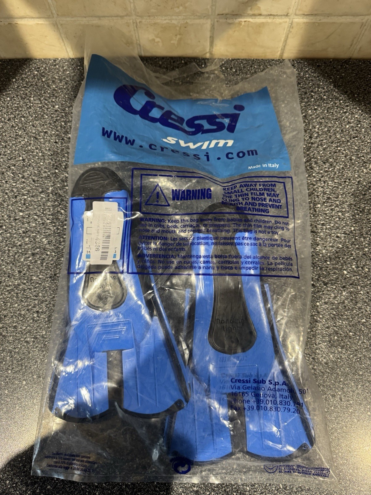 Cressi Light Swim Fins, Swimming Snorkelling, Diving Training Blue 12-13 Kids