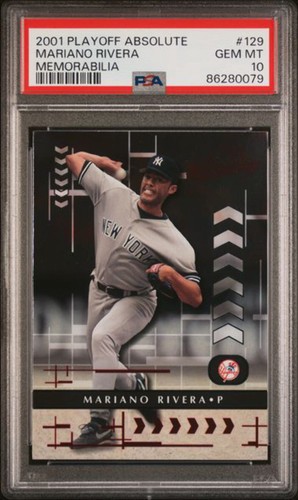 2001 PLAYOFF ABSOLUTE MEMORABILIA MEMORABILIA #129 MARIANO RIVERA PSA 10