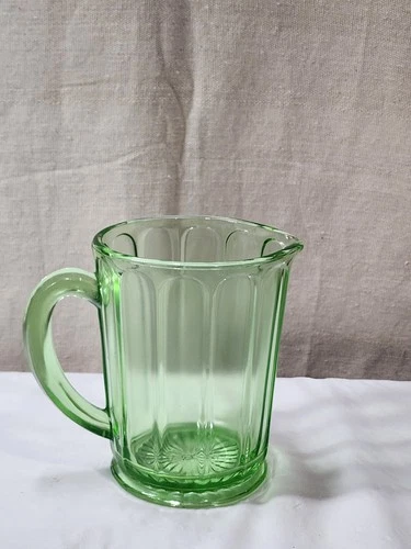 Vintage Green Uranium / Vaseline Hazel Atlas Ribbon Vaseline Small Green Pitcher
