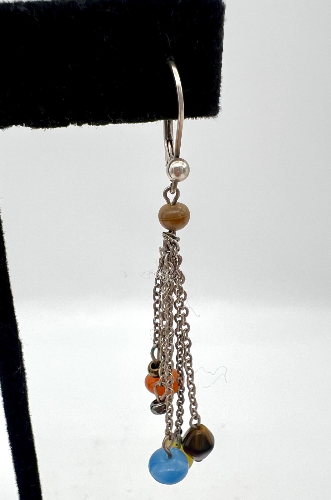 Sterling Silver Multicolor Beaded Dangle Earrings… - image 7