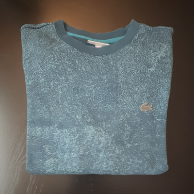 Lacoste Herren Pullover Rundhals Langarm Blau Baumwolle Logo Größe L