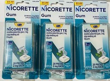 Nicorette 2mg Gum Stop Smoking Aid, White Ice Mint - 2 Pack - EXP 07/2027