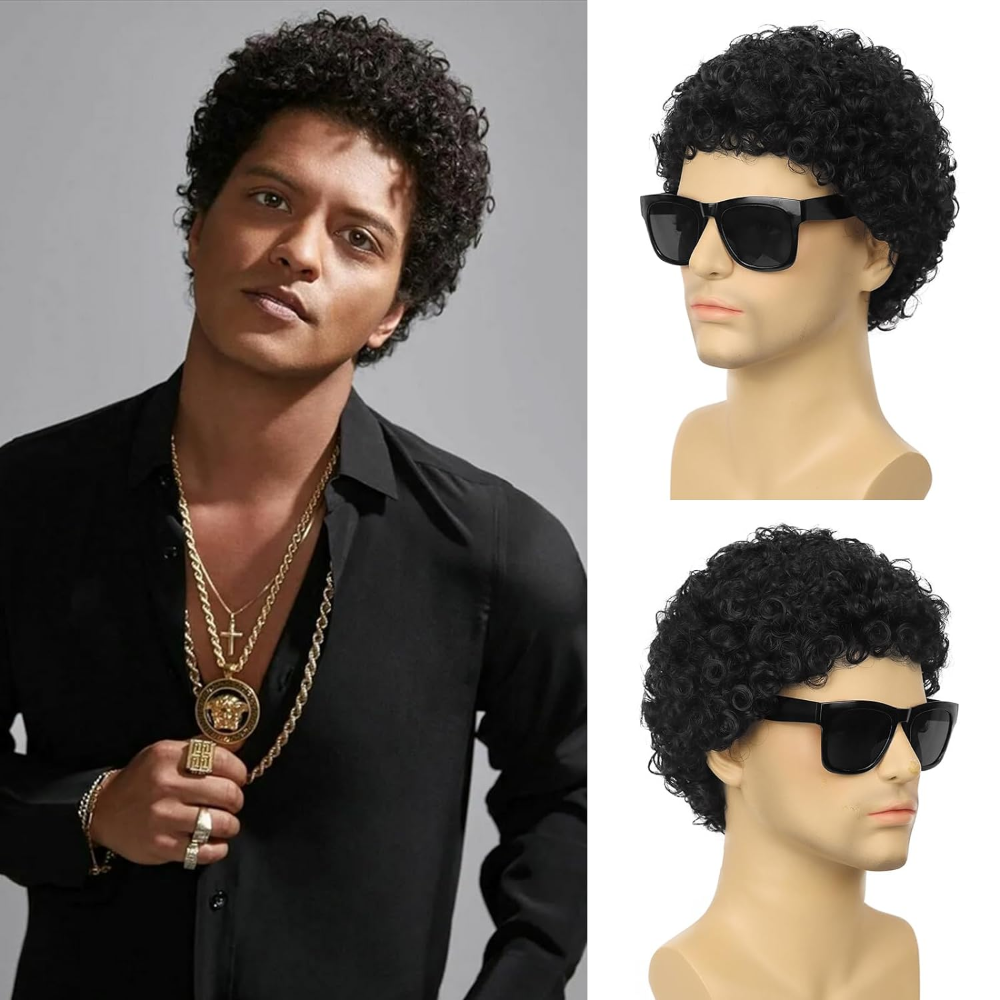 Synthetic Men's Curly Afro Wigs Short Curly Wig For Male Cosplay Guy Rocker Wig