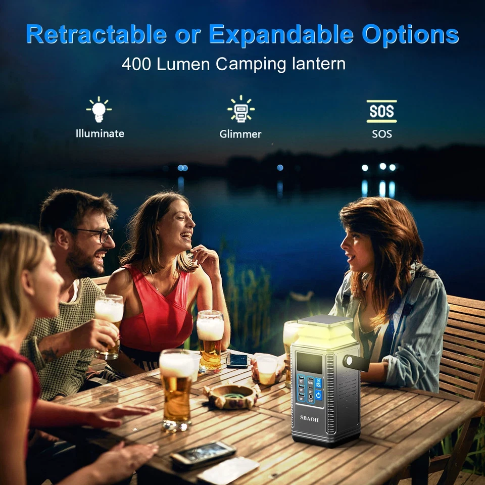 Estação de energia de acampamento 296Wh banco de energia 80000Mah bateria de lítio externa solar Ge - Imagem 4 de 4