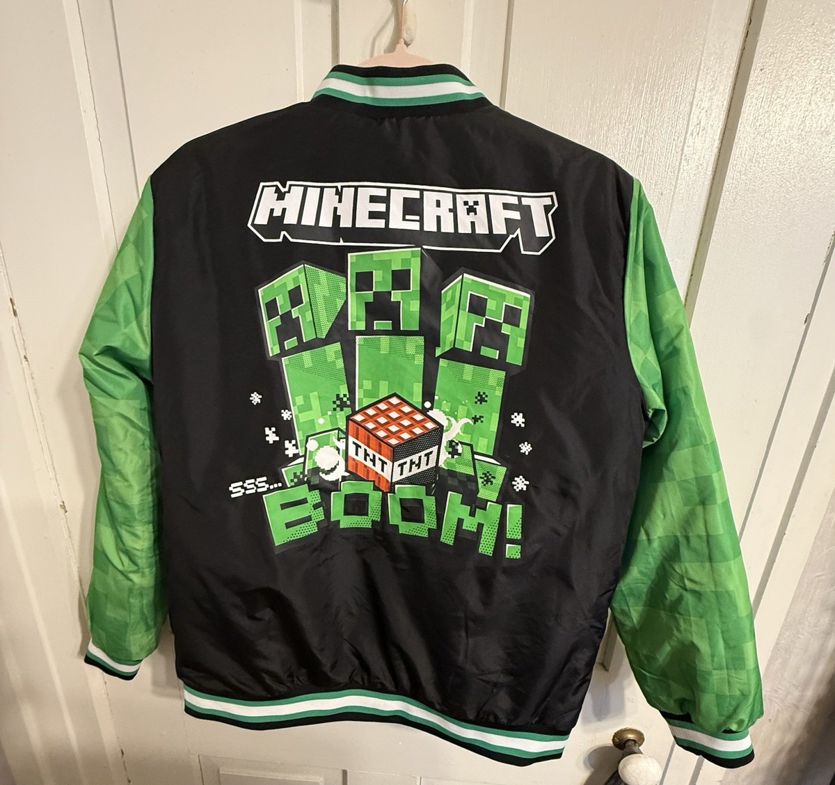 Boys Black & Green Minecraft Hostile Behavior Jacket Zip Front