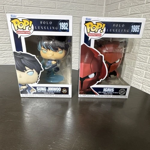 Funko Pop! Animation Solo Leveling Sung Jinwoo & Igris Vinyl Figures set chase