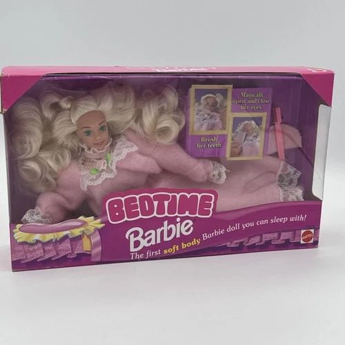 Vintage Bedtime Barbie Soft Body Doll Mattel 1990s Pink Box Tested Works