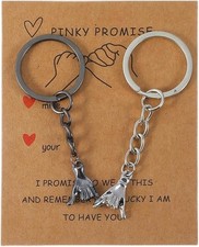 Matching Couple Keychain Gifts for Boyfriend Girlfriend Pinky Promise Keychain B