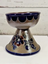 Vintage Handarbeit Salt Glaze German Art Pottery Taper Candle Stick Holder