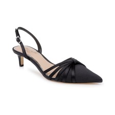 Women's Jewel Badgley Mischka Patricia Slingback Dress Pumps Black Satin