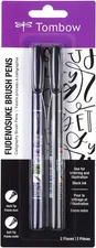 Tombow 62038 Fudenosuke Brush Pen, 2-Pack. Soft and Hard Tip Fudenosuke Brush Pe