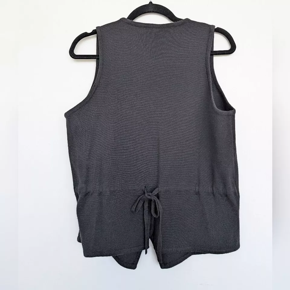 Vintage Y2K Tail Wool Blend Button Front Cinch Waist V Neck Blazer Vest Sz M - Image 4 of 4