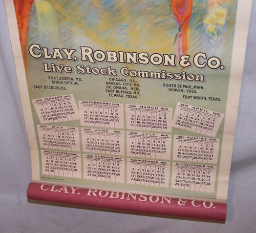 Antique 1918 Calendar Yard Long Clay Robinson Livestock Commission Advertising - Picture 5 of 8