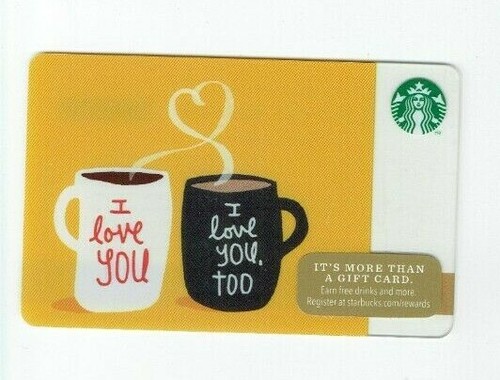 STARBUCKS Gift Card 2014 Coffee Mugs - I Love You, I Love You, Too - No Value