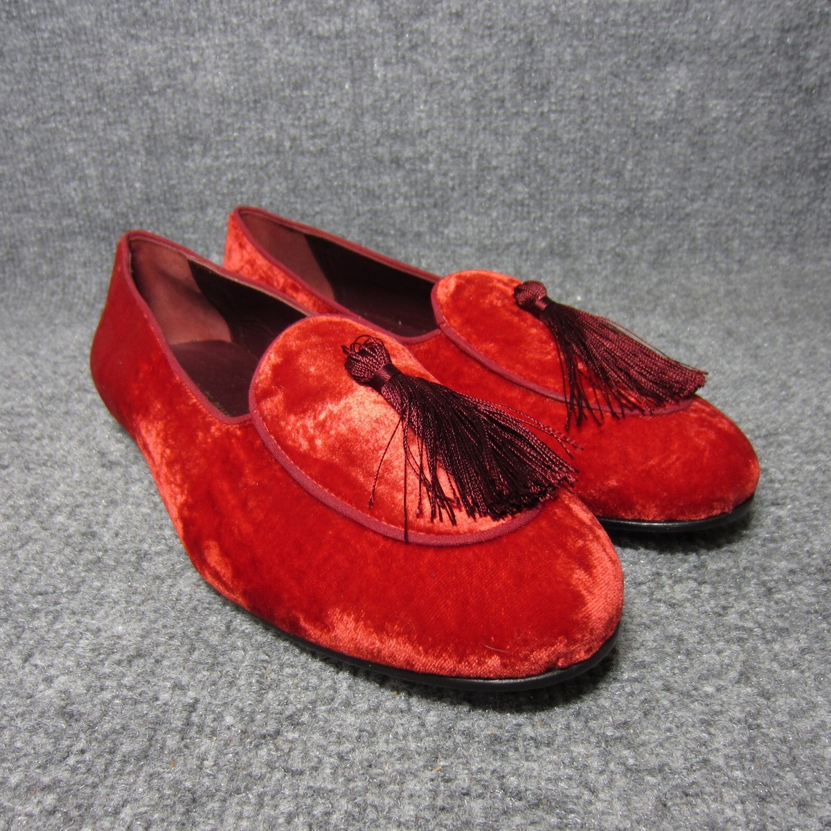 Charles Philip Men\'s Ronald Red Suede Loafers Prince Velvet Loafer // Red main image 3