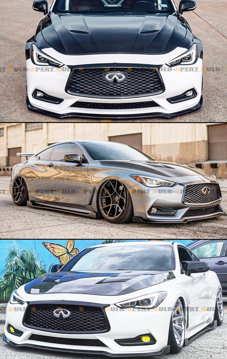 FOR 20172022 INFINITI Q60 CARBON FIBER FRONT GRILL OUTLINE TRIM COVER