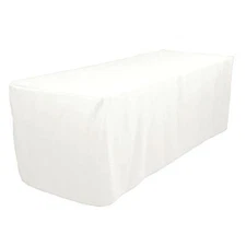 8' ft. Fitted Polyester Tablecloth Trade show booths Weddings Table Cover  WHITE
