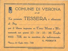 1935 Lido Comunale di Verona management Salvatore Castelli entrance card