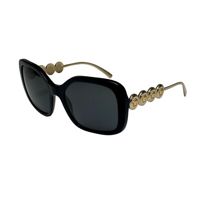 VERSACE Black & Gold Medusa Coin Sunglasses 4375 GB1/87 53
