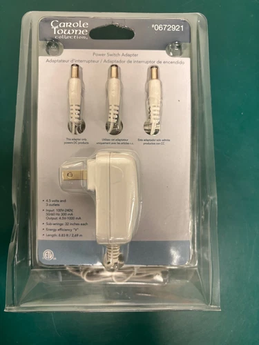 Carole Towne Collection #0672921 Power Switch Adapter 4.5 V with 3 Outlets NEW