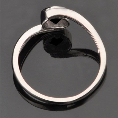1,85 Karat Runden Form 100% Natürlich Jet Schwarz Diamant Ring Im 585er Weißgold - Bild 2 von 6