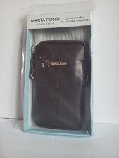 Marta Ponti Handcrafted Genuine Leather Cellphone Crossbody Brown Bag New