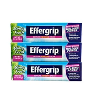 Effergrip Minty Fresh Denture Adhesive Cream 1.5oz NEW Extra Strong Lot of 3