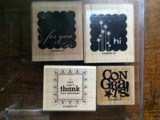 Stampin' Up Mounted SET OF FOUR / FOR YOU, HI, THANKS, CONGRATS GREAT CONDITION