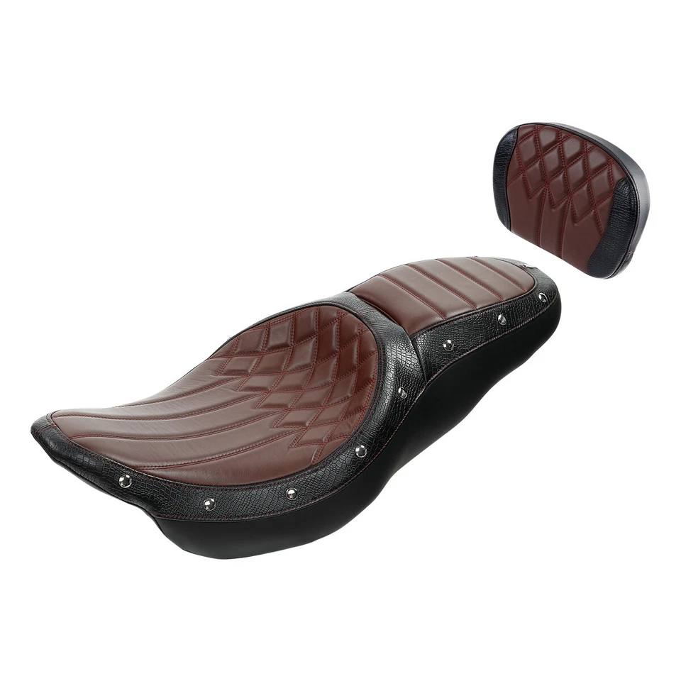 Asiento de conductor y pasajero con almohadilla de respaldo apto para modelos Harley Touring 2009-23 Foto 4 de 4