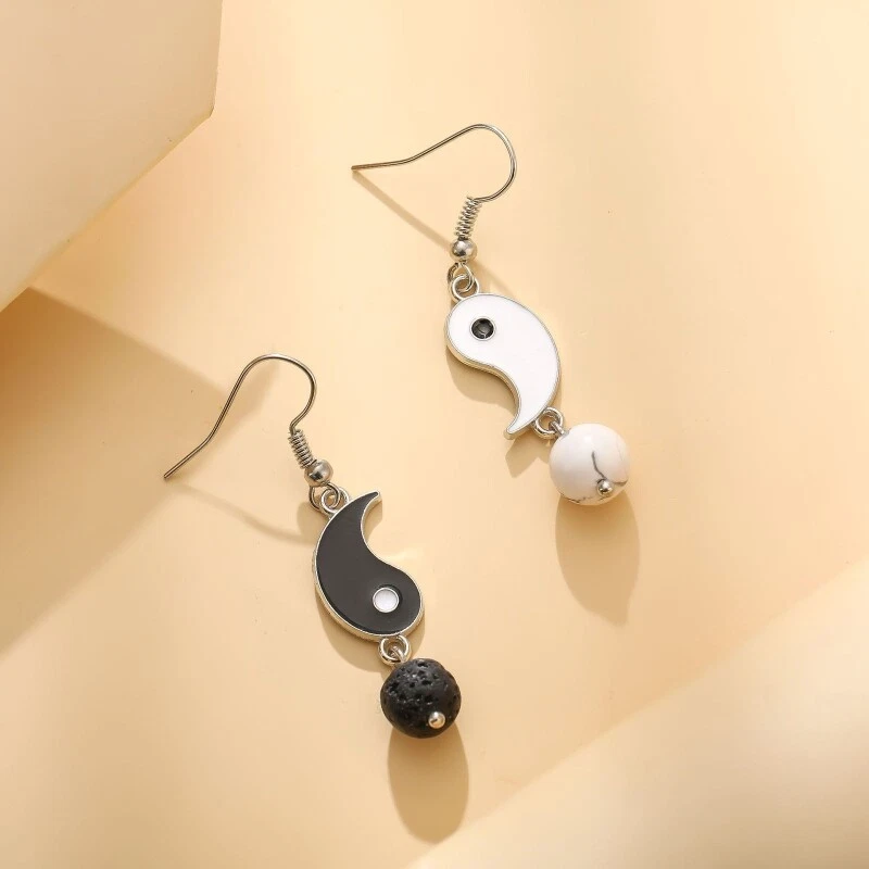 Enamel Black White for Yin Yang Dangle Earrings Ancient for S eBay
